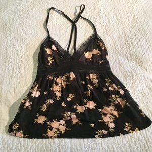 Victoria Secret Camisole Top Ladies Sz Small  with Black Print Pajama